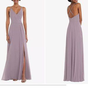 Dessy After Six Faux Wrap Criss Cross Back Maxi Dress - Size 16